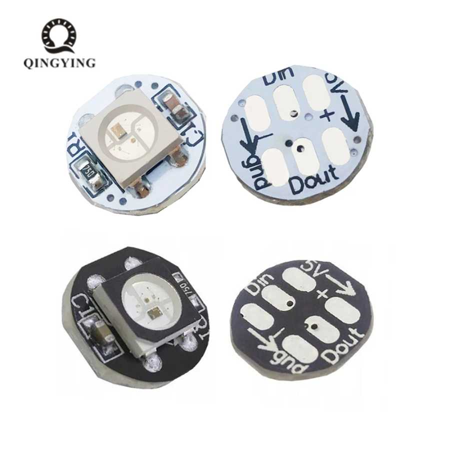 10 шт.-50 шт. WS2812B WS2812 светодиодный чип 5050 SMD RGB DC5V с черным/белым радиатором печатной платы диаметром 9,6 мм WS2811 IC встроенный Светодиодная подсветка