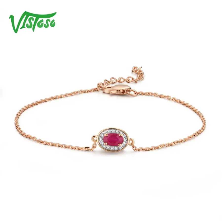 Фотография №4 товара VISTOSO 14 K W/Y/R золотые браслеты для женщин Необычные розовый/синий