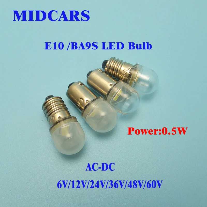 10 шт., высокое качество, 6 В, T4w Ba9s E10, светодиодная лампа-индикатор, 12 В, SMD Ledchip, задний 24 В Лампочки и световые трубки