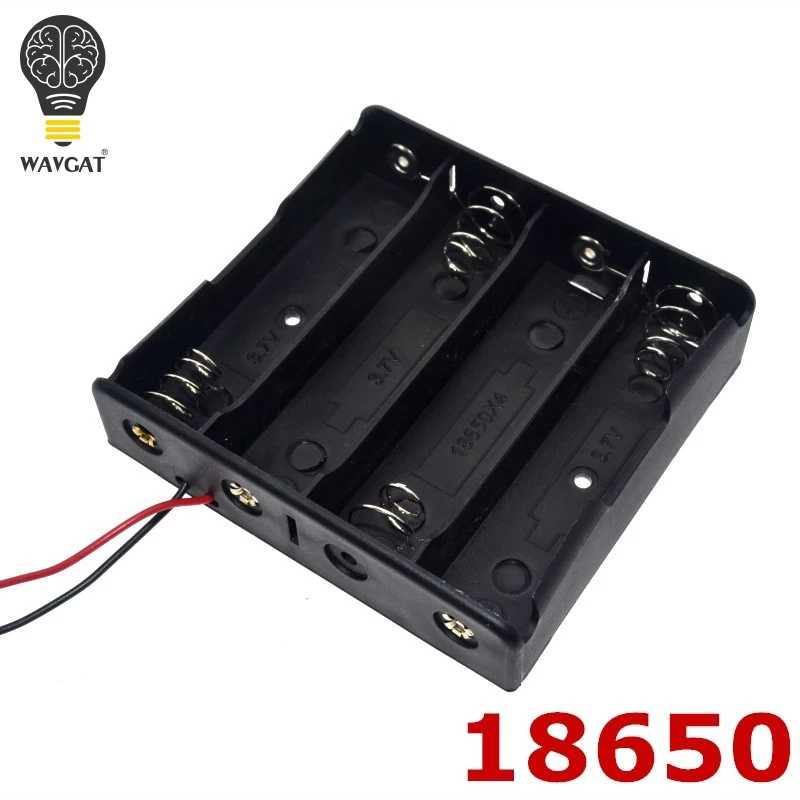 Блок питания 4X18650, литий-ионный аккумулятор 3,7 В, черный чехол с держателем аккумулятора с проводом Активные компоненты
