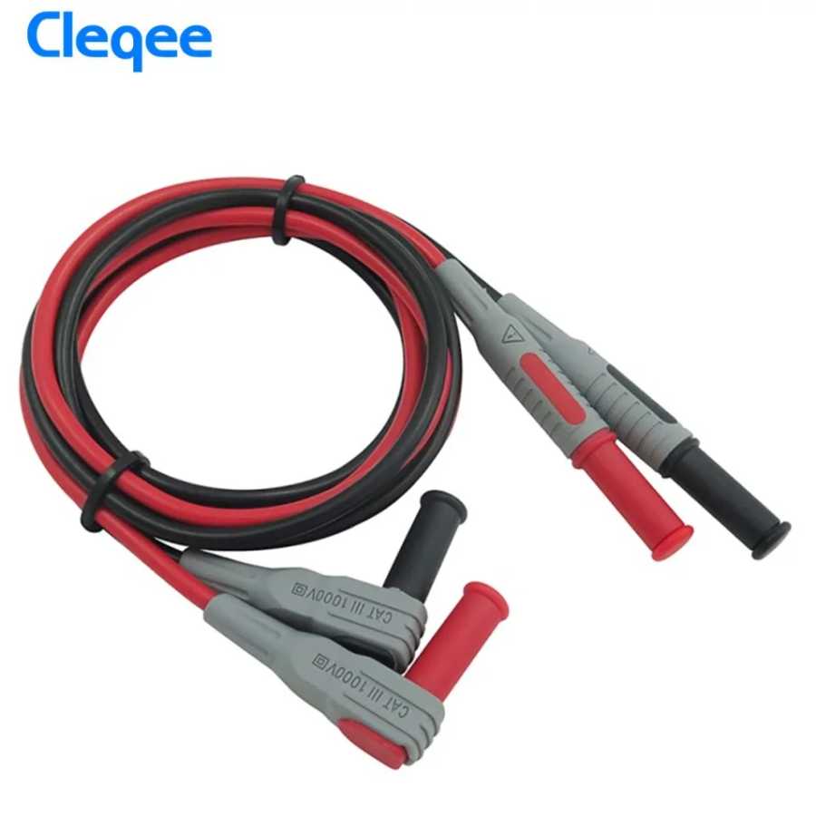 Бесплатная доставка: Тестовый кабель Cleqee P1033 для мультиметра, литой, с 4-мм банановым штекером, прямой и изогнутый тестовый провод Инструменты для измерения и анализа