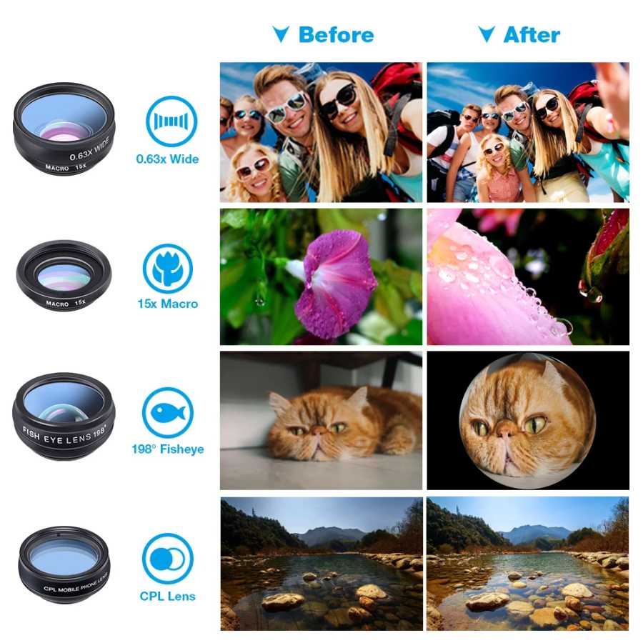 Фотография №1 товара Комплект телеобъективов APEXEL 22X для iPhone Samsung 10 в 1,