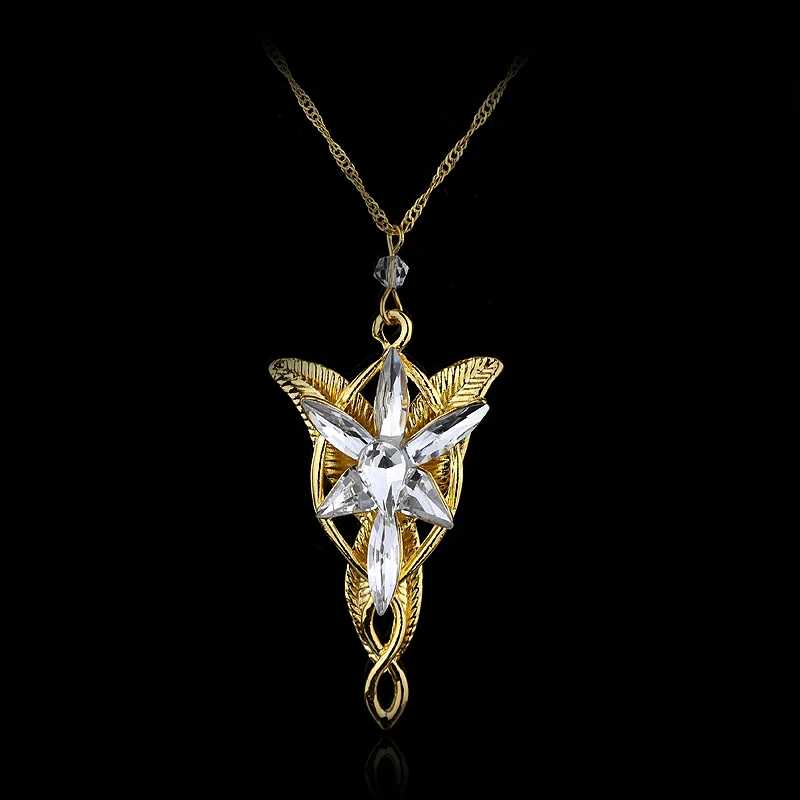 Золото, серебро, цвет, ожерелье с подвеской Arwen Evenstar, красно-белые хрустальные камни, ожерелье, очаровательные ювелирные изделия, подарки для женщин, косплей Бижутерия