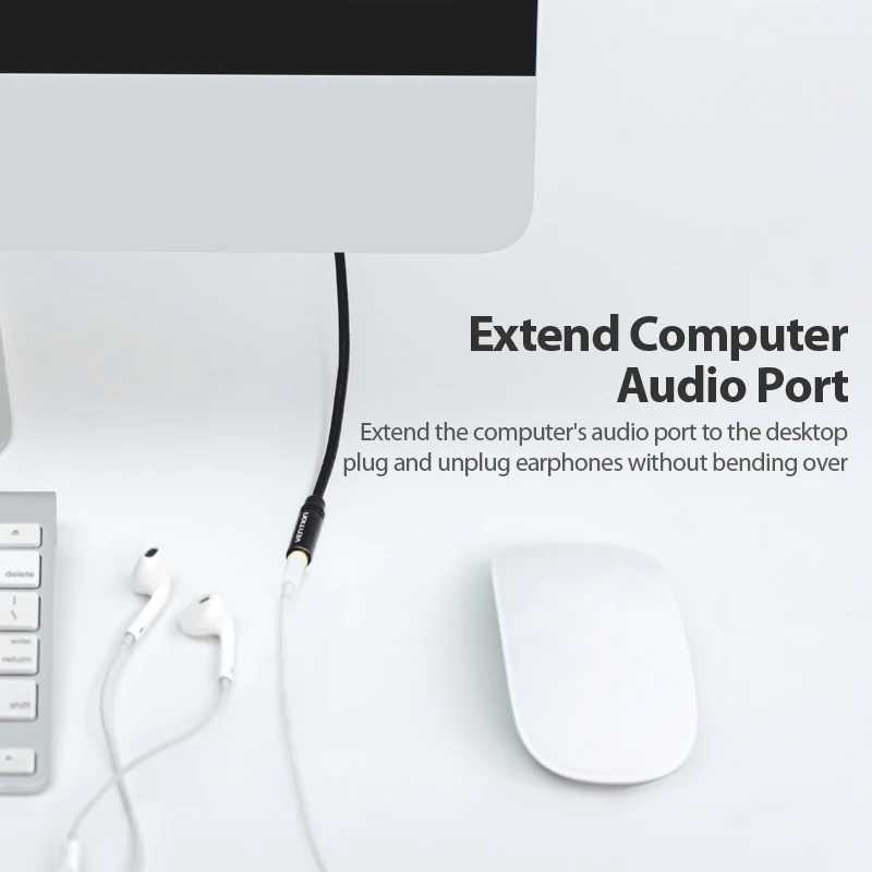 Фотография №2 товара Удлинительный кабель Vention Jack 3,5 Aux для автомобиля, ноутбука, мини-ПК,