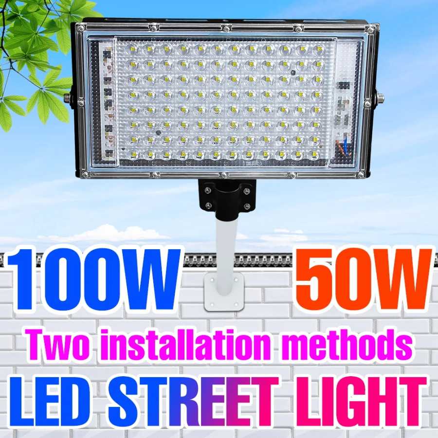 Светодиодные прожекторы 100W 50W, уличные садовые светильники IP65, водонепроницаемые, AC 220V 230V 240V, для ландшафтного освещения сада Наружное освещение
