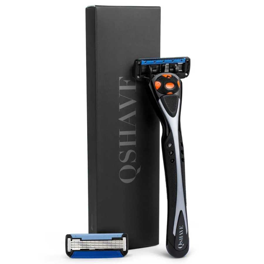 Qshave Черный Персонализированные Человек Ручной Бритья Бритвы с Trimmer Blade (1 шт. Черный Паук Ручка Бритвы, 1 шт. X5 Лезвия и 1 шт. X6 Лезвие) Бритье и удаление волос