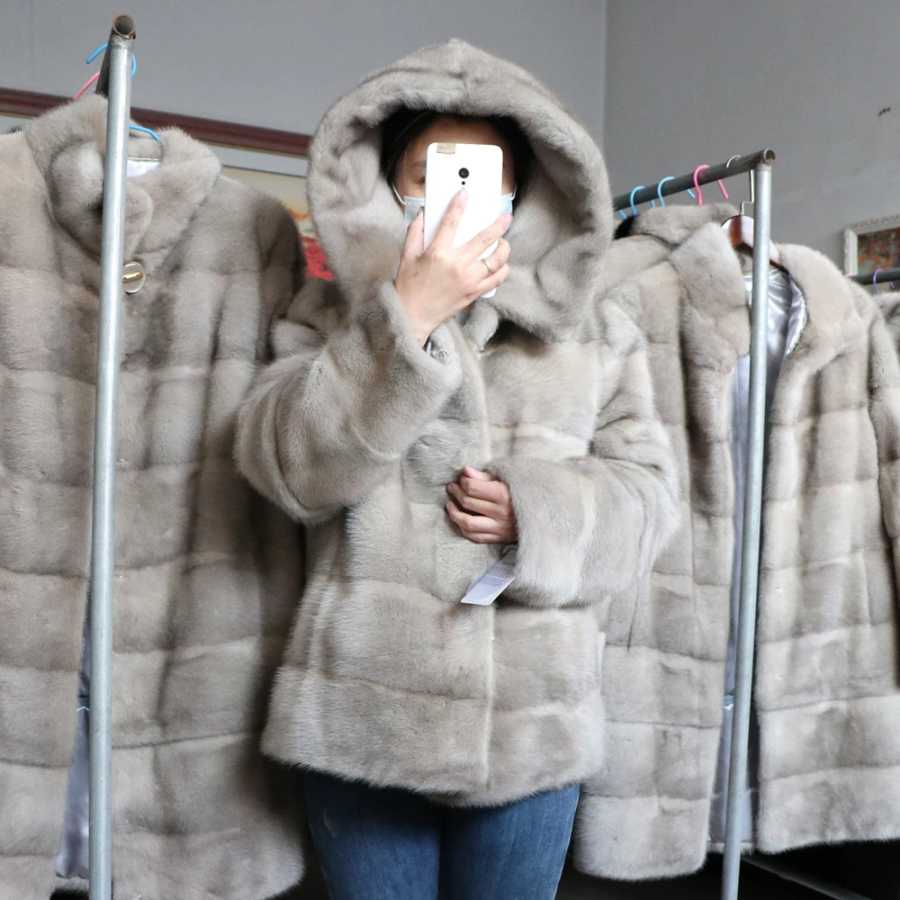 Необычная роскошная женская шуба Rani из натурального меха норки, пальто с капюшоном, женские натуральные куртки, короткая женская зимняя одежда оверсайз Одежда из натурального меха