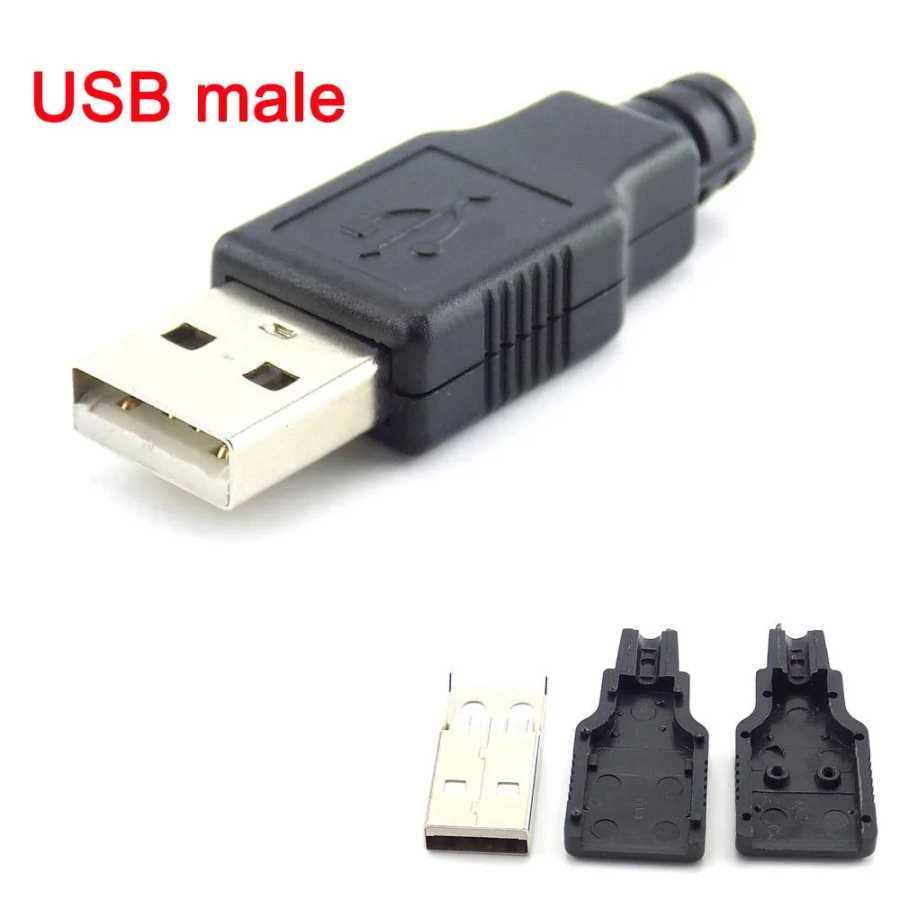 5/10 шт. 4-контактный разъем USB 2.0 типа A, штекерный разъем, адаптер с черной пластиковой крышкой, разъем для пайки, разъем &laquo;сделай сам&raquo;, L19 Доступ к автоматизации здания