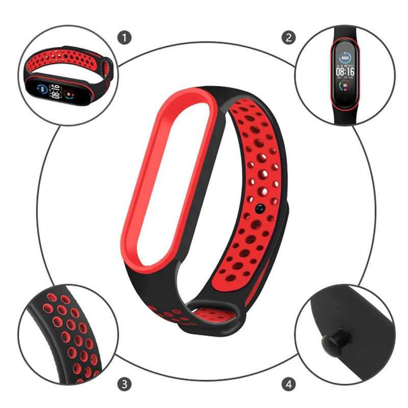 Фотография №2 товара Ремешок силиконовый для Mi band 6, сменный спортивный браслет для