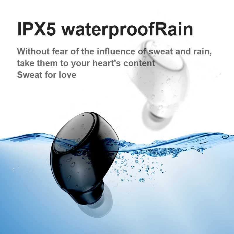 Фотография №4 товара Беспроводные наушники Bluetooth 5,0, мини-наушники X6, водонепроницаемые наушники TWS для