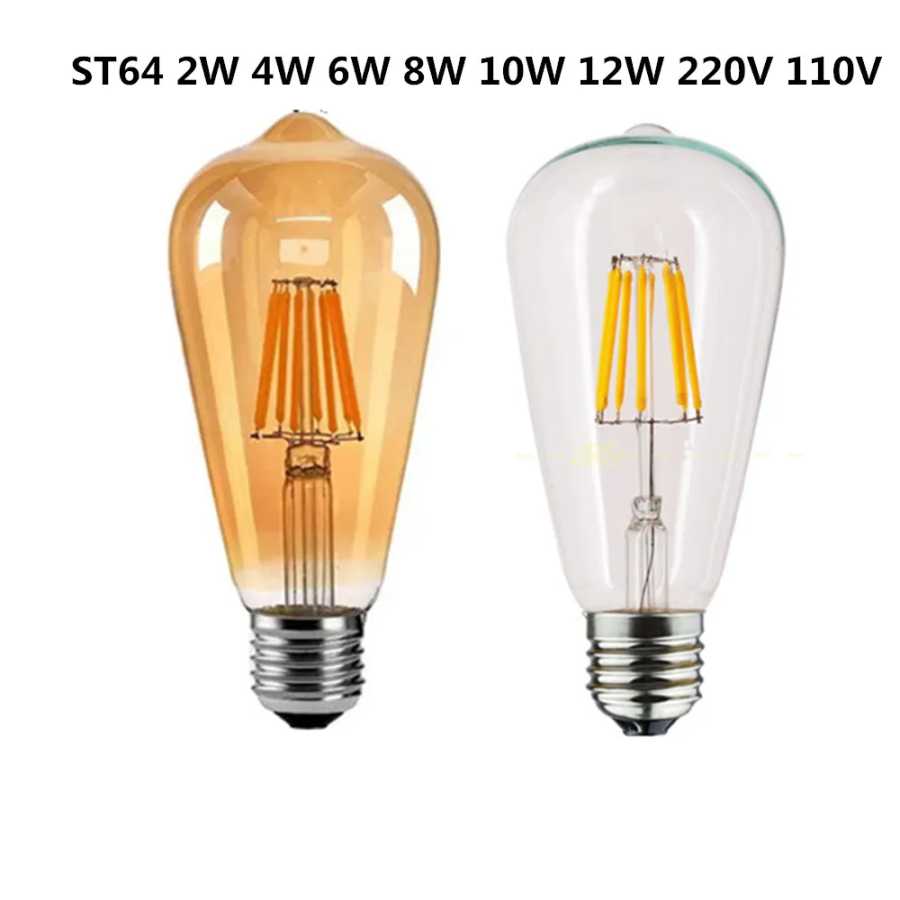 Светодиодные лампы накаливания Edison Golden ST64 с регулируемой яркостью E27 B22 2 Вт 4 Вт 6 Вт 8 Вт 10 Вт 12 Вт 220 В 110 В 2700 К 6000 К 360 градусов Энергетические лампы Лампочки и световые трубки