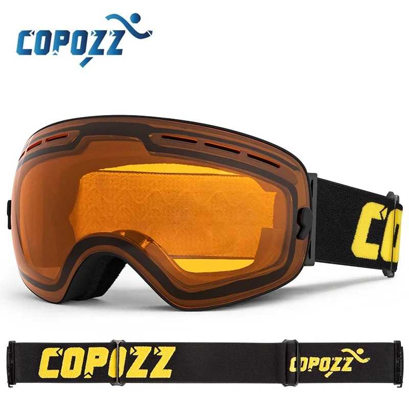 COPOZZ брендовые профессиональные лыжные очки, двухслойные линзы, противотуманные, UV400, большие лыжные очки, лыжи, сноуборд, мужские и женские зимние очки Лыжи и сноубординг