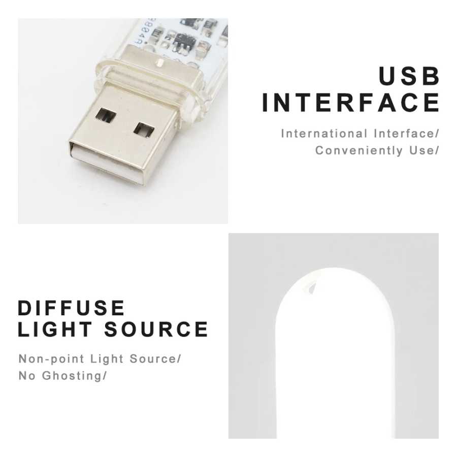 Фотография №2 товара DC5V Сенсорный переключатель USB Мини-светодиодная книжная лампа 3 светодиода 1,5