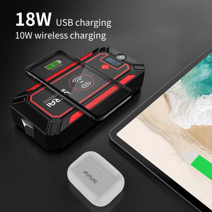 Фотография №1 товара UTRAI 2500A автостартер переносный зарядник 10W радиозарядник LED лампа безопасности