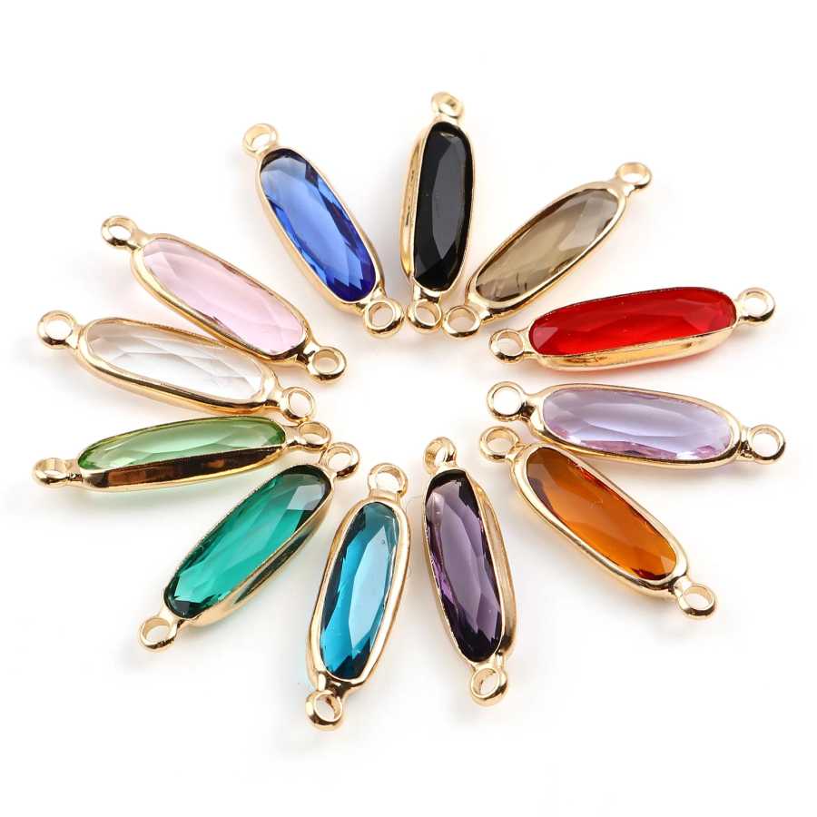 DoreenBeads 5 шт. Овальные Стеклянные соединители медные Подвески золотого цвета для изготовления своими руками ожерелья браслеты Ювелирная фурнитура 22 мм x 6 мм Ювелирные изделия ручной работы