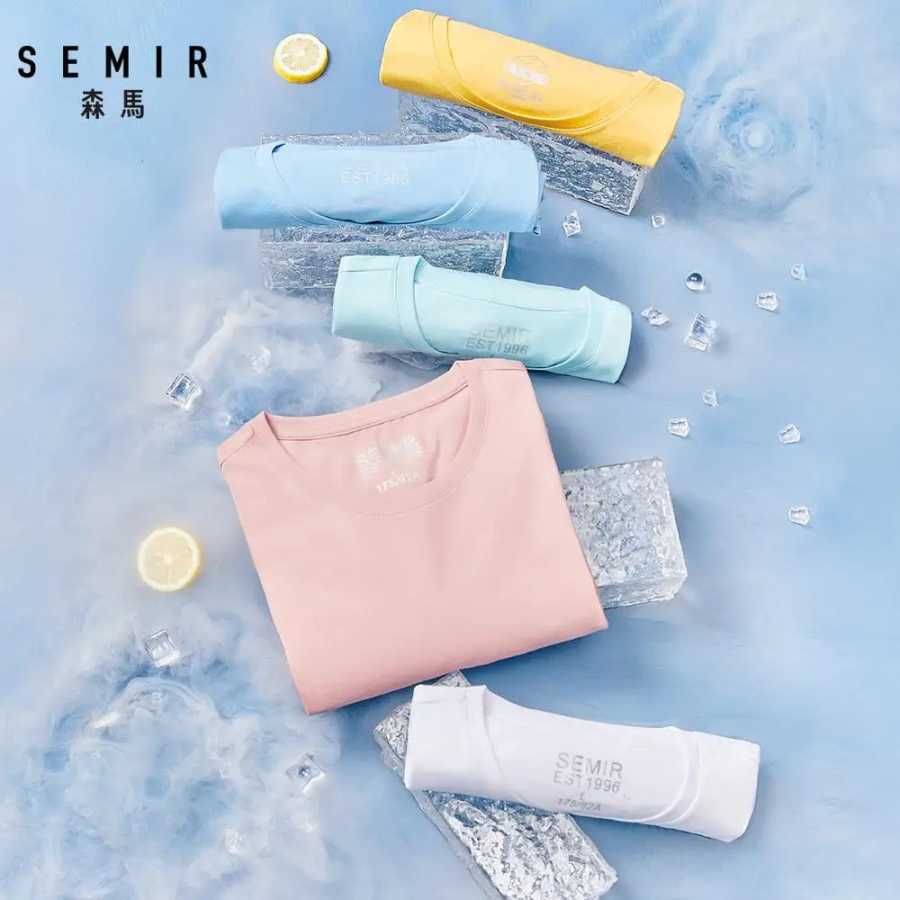 Фотография №4 товара Semir Летние хлопковые футболки для унисекс мужчин 2024 Простые эластичные