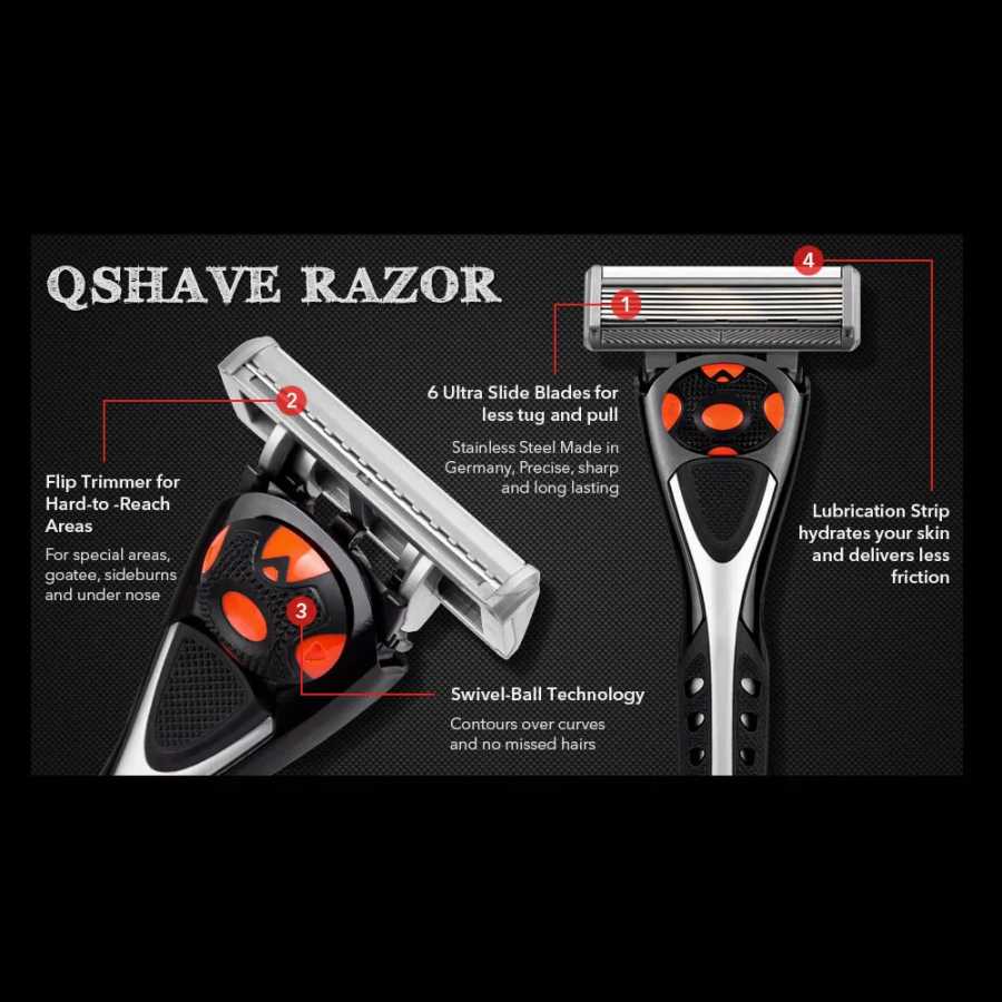Фотография №4 товара Бритва мужская Qshave Black Spider, 6 лезвий, 4, 8 и