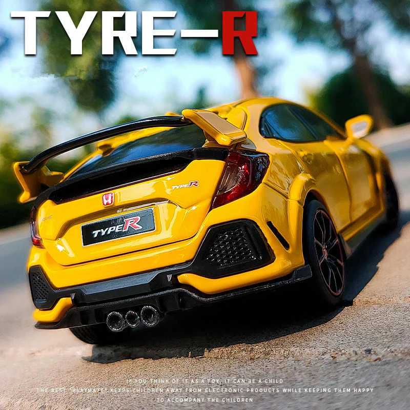 Модель автомобиля из сплава HONDA Civic Type R FK8, модель игрушечного автомобиля из литого металла, модель автомобиля, имитация звука светильник, коллекционная игрушка для детей, подарок, 1/32 