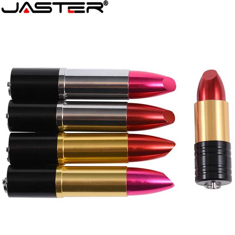 USB-флешки JASTER в форме помады, 128 ГБ, металлические флеш-накопители 64 ГБ, красные флешки 32 ГБ, 16 ГБ, 8 ГБ, 4 ГБ, креативные подарки Хранение данных