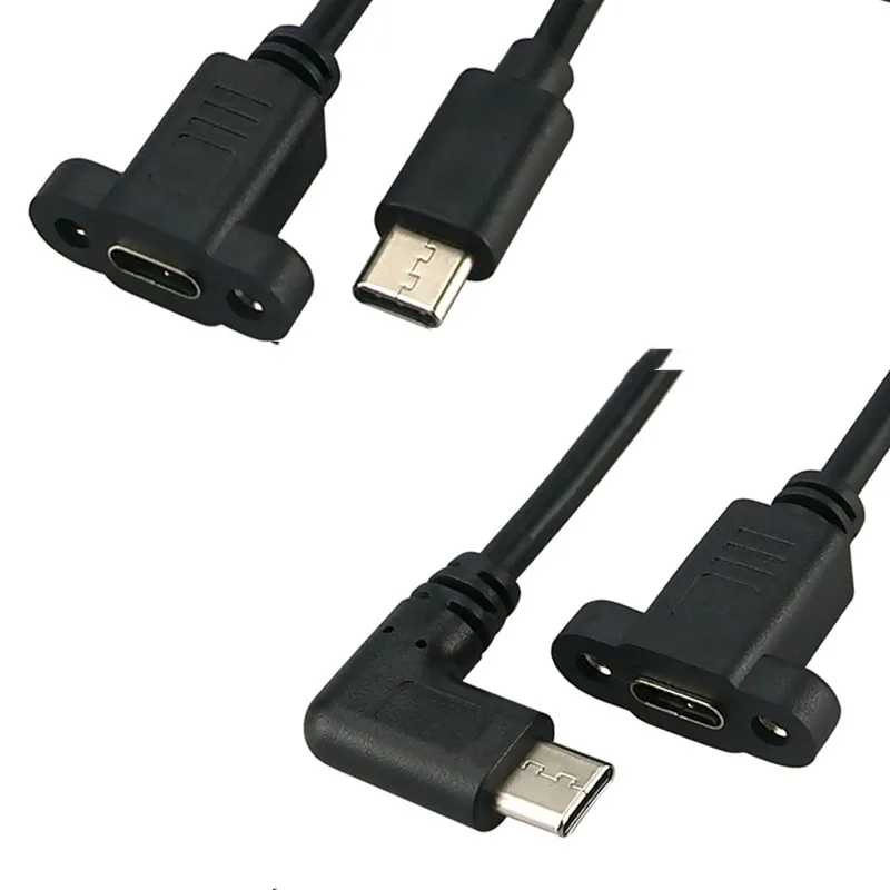 Удлинительный кабель USB-C типа C для монтажа на панели длиной 0,3 м с разъемом для фиксации винтового отверстия, расстояние кабеля 18 мм Компьютерная периферия