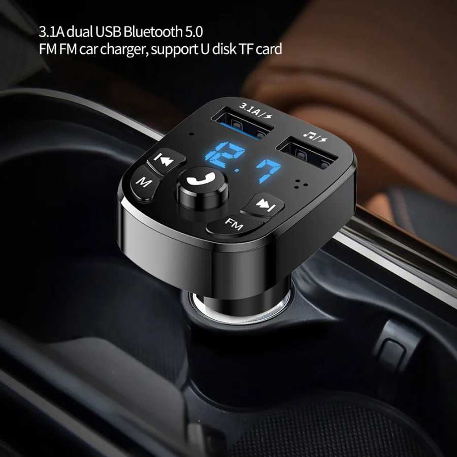Фотография №1 товара Автомобильный FM-передатчик Bluetooth 5,0 Aux Handsfree Беспроводной автомобильный комплект с