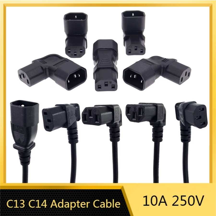IEC60320 C13 Угловой удлинительный кабель с углом преобразователя C13&ndash;C14 PDU Кабели питания вверх вниз под прямым углом Шнур питания переменного тока &laquo;папа-мама&raquo; Компьютерная периферия