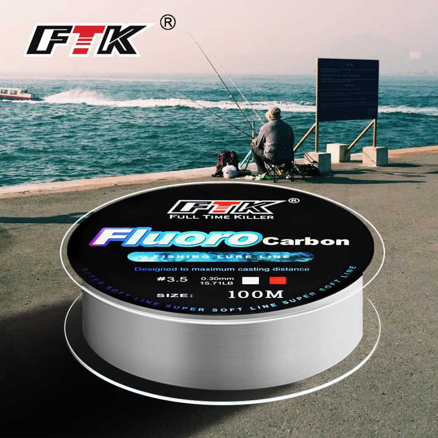 Фотография №5 товара FTK 100 м 4,13-34,32 фунта, фторуглеродная леска для рыболовной приманки,
