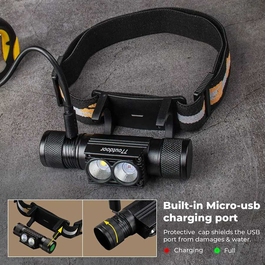 Фотография №5 товара Налобный фонарь H25LR LED с функцией перезарядки, мощный, с ярким