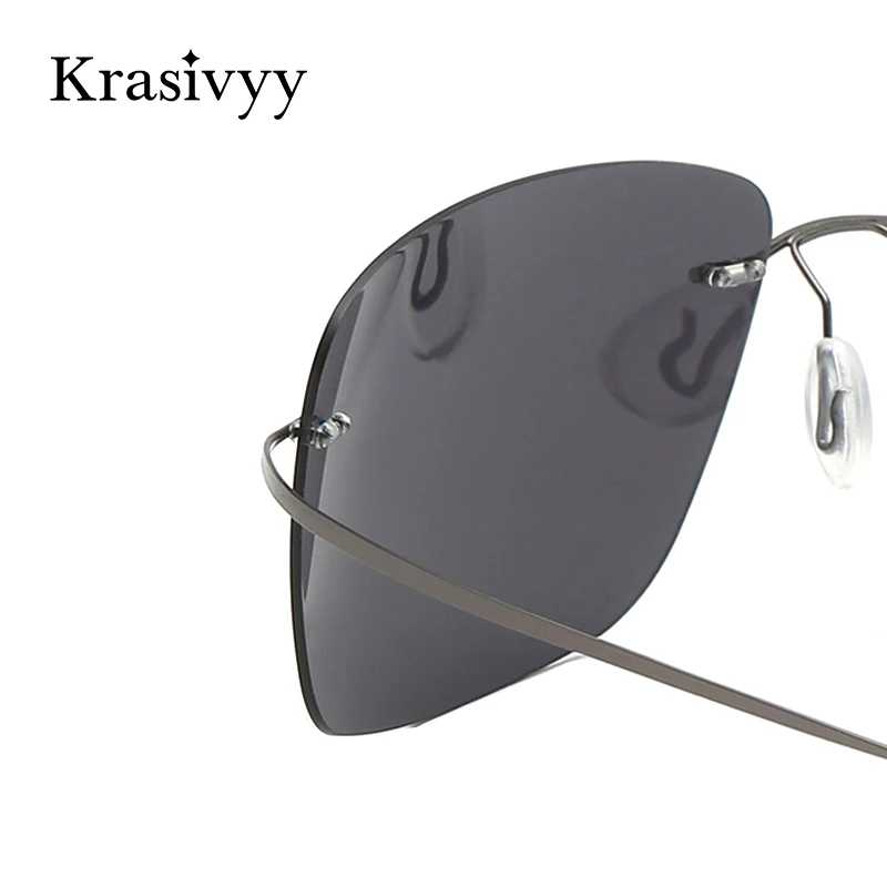 Фотография №3 товара Krasivyy квадратные поляризованные солнцезащитные очки без оправы для мужчин, брендовый