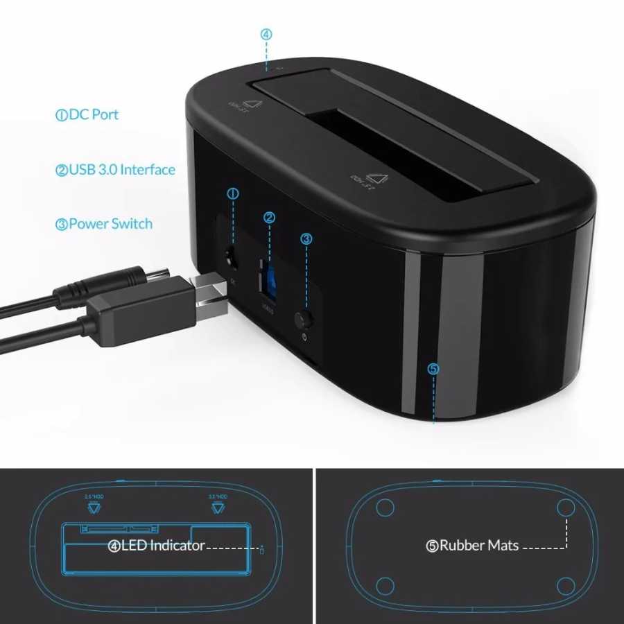 Фотография №4 товара Док-станция ORICO для жестких дисков 3,0/2,5 дюйма, USB 3,5 на