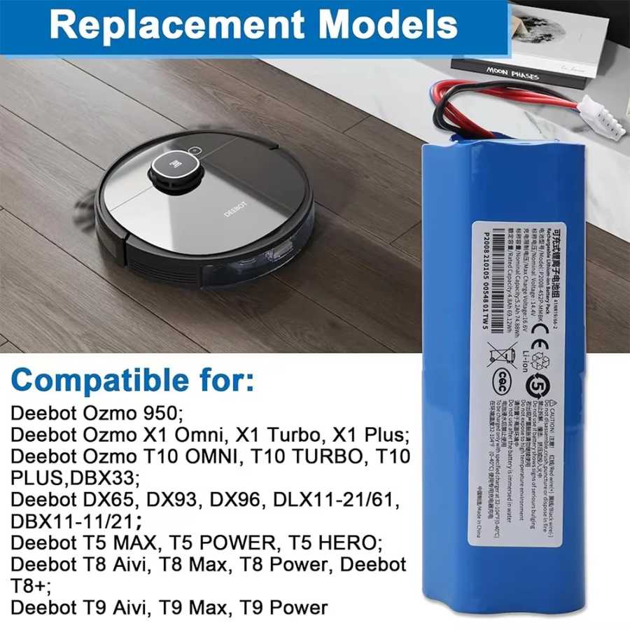Аккумулятор большой емкости 14,4 В для робота-пылесоса Ecovacs Deebot Ozmo 950, X1 Omni, X1 Turbo, X1 Plus, T8/T8+, T9/T9+, T10/T10+ Аксессуары и запчасти
