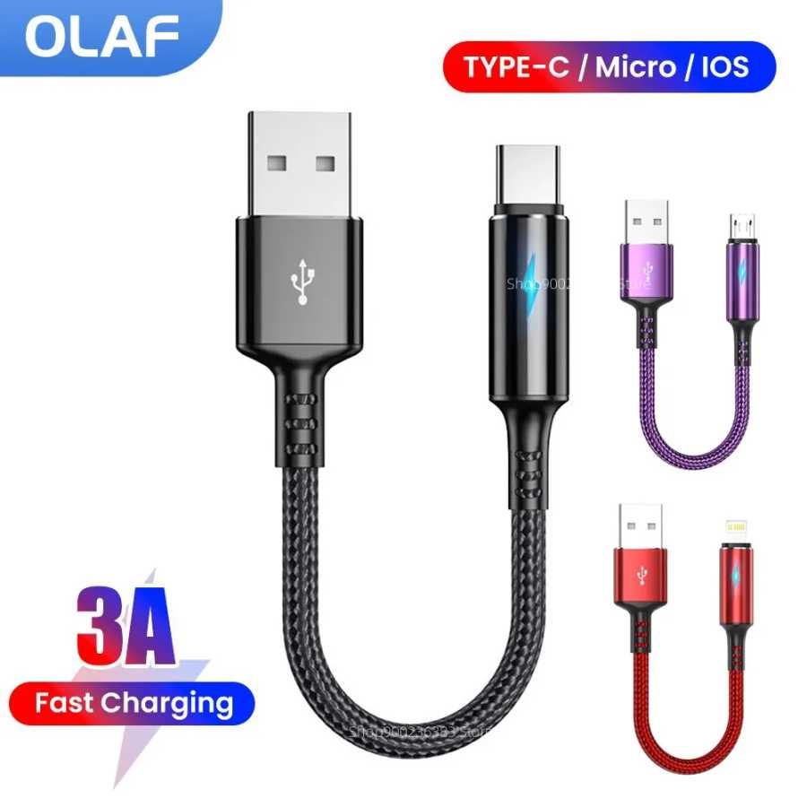 Olaf 25 см короткий кабель для быстрой зарядки USB C Micro USB Type C кабель для Xiaomi Samsung Power Bank Lightning кабель для iphone кабель Аксессуары для мобильных телефонов
