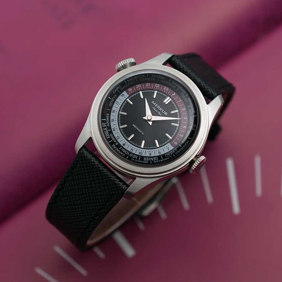 Фотография №2 товара НОВЫЕ часы Merkur Dual Crown World Time, ретро ручные механические