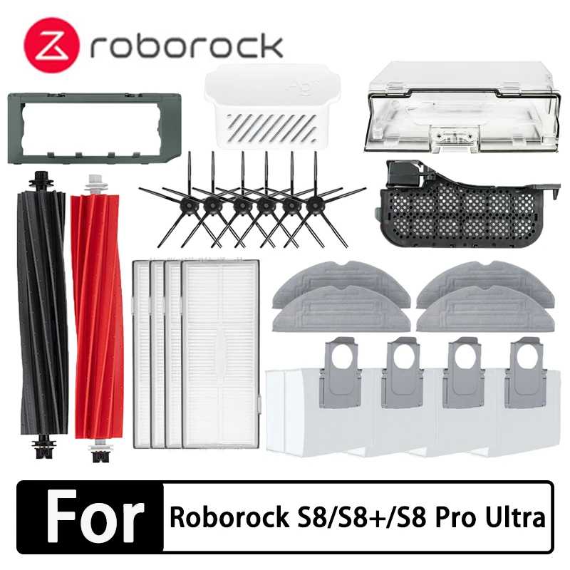 Roborock S8 S8 Pro Ultra S8+ Аксессуары для швабры Ткань вакуумные пакеты Боковая щетка Фильтр Сменный робот-пылесос Запасные части Запчасти для бытовой техники