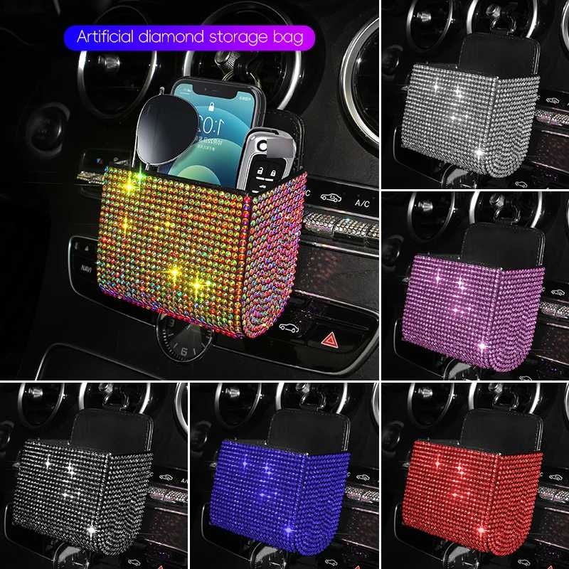Bling Автомобильная сумка для хранения вентиляционного отверстия, органайзер, карманный держатель для солнцезащитных очков, автоматическое крепление, держатель для телефона, чехол для ключей, карты, органайзер, аксессуары Аксессуары для салона