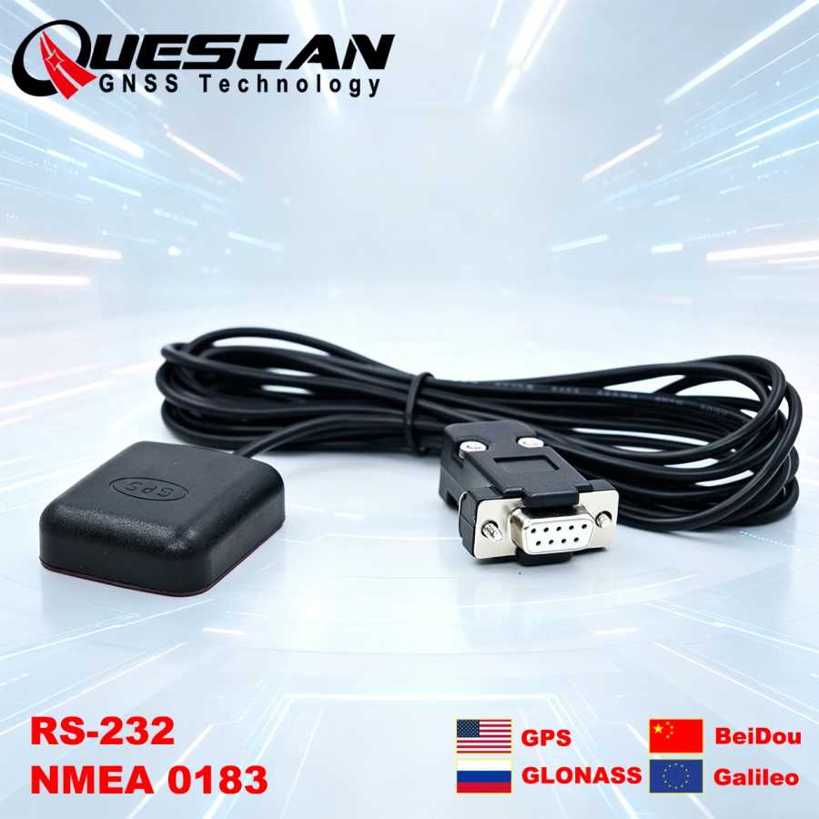 Приемник GPS/ГНСС QUESCAN RS232 NMEA 0183 с антенной, модуль GPS/ГЛОНАСС/Галилео/BeiDou NMEA0183, RS-232 DB9, контакт 9, 3.3-5В Летательный аппарат