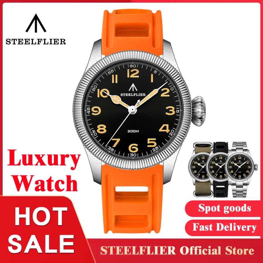 STEELFLIER Официальные SF741 Классические кварцевые наручные часы Сувениры Сапфировое зеркало VH31 Mute 200M Водонепроницаемые роскошные светящиеся часы Мужские часы