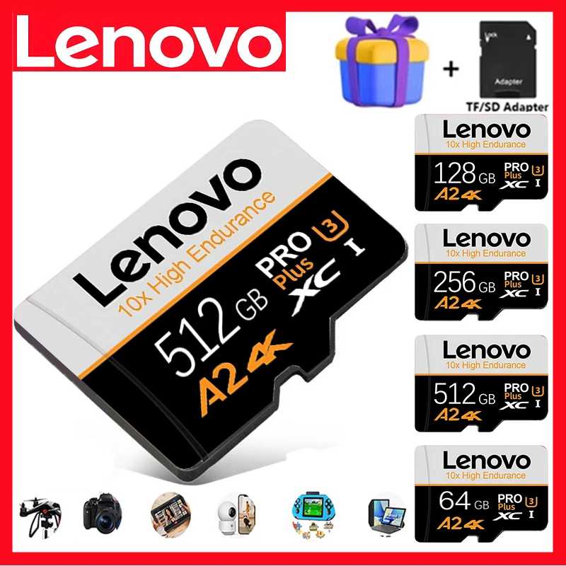 Карты памяти Lenovo Secure Micro TF SD SD Cards TF Cards 512GB 128GB 32GB UHS-I V10 высокой скорости для камеры / смартфона / ПК Хранение данных