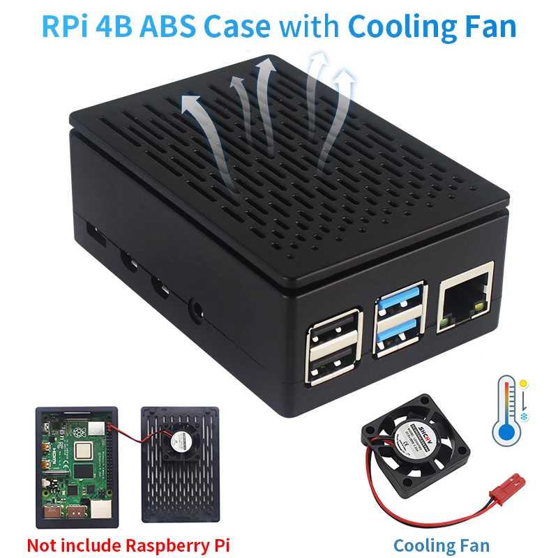 Корпус из АБС-пластика Raspberry Pi 4 Model B с охлаждающим вентилятором, черный прозрачный пластиковый корпус для Raspberry Pi 4 Компьютерные комплектующие