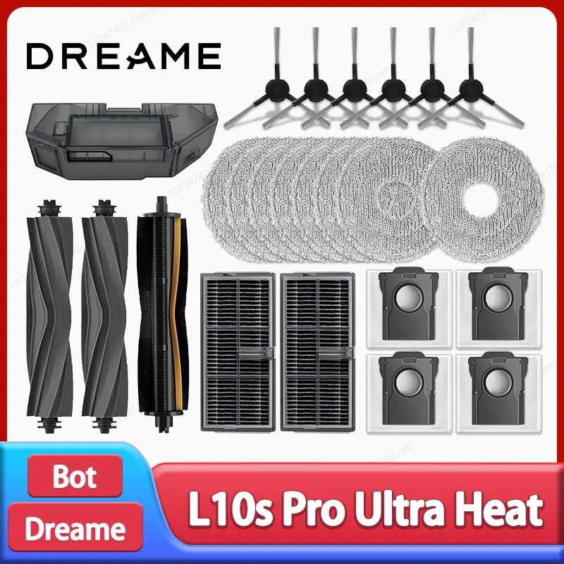 Dreame L10s Pro Ultra Heat / X30 Ultra Robot Vacuum Cleaner Accessories Main Side Brush Mop Cloth Hepa Filter Dust Bag Spare Запчасти для бытовой техники