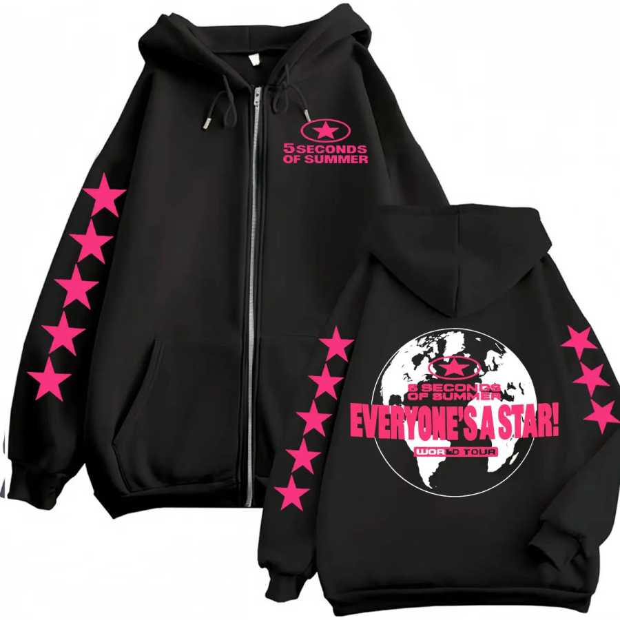Толстовки на молнии 5 Seconds of Summer Everyone's A Star World Tour для мужчин и женщин, в стиле Харадзюку, хип-хоп, готика, куртки, свитшоты, худи, пальто Толстовки и свитшоты