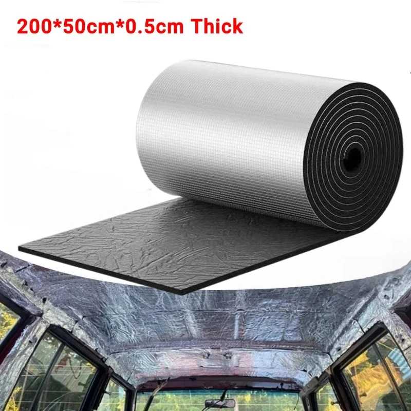 Шумоизоляционный мат для автомобиля 50x200 см, звукоизоляционный материал из закрытоячеистого пенопласта, теплоизоляционный экран из алюминиевой фольги, самоклеящийся шумопоглотитель Функциональный материал