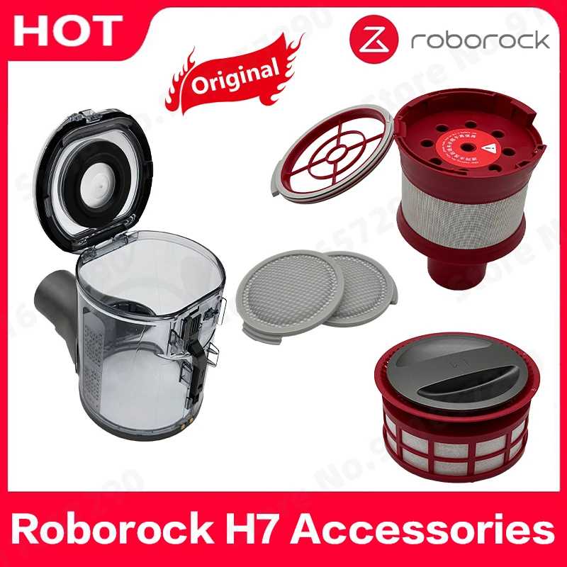 Оригинальный пылесборник Roborock H7, запасные части для фильтра HEPA Mace Plus, мусорная корзина, циклонный сборный модуль, красные аксессуары Запчасти для бытовой техники