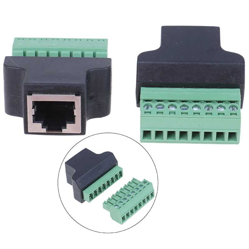 1 шт. RJ45 к винтовой клеммной колодке 8p разъем Ethernet RJ45 &laquo;мама&raquo; на 8-контактный винтовой разъем сетевой адаптерный кабель для видеонаблюдения DVR Компьютерная периферия