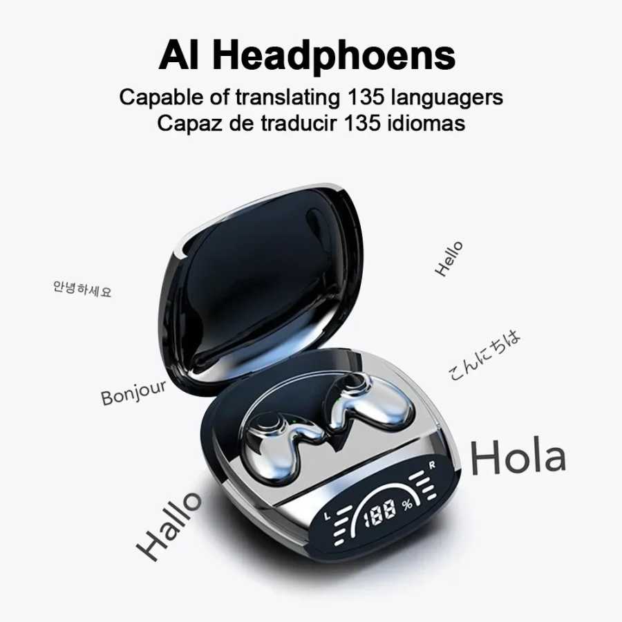 Фотография №1 товара Bluetooth 5,3 наушники с искусственным интеллектом, поддержка 135 языков, беспроводные