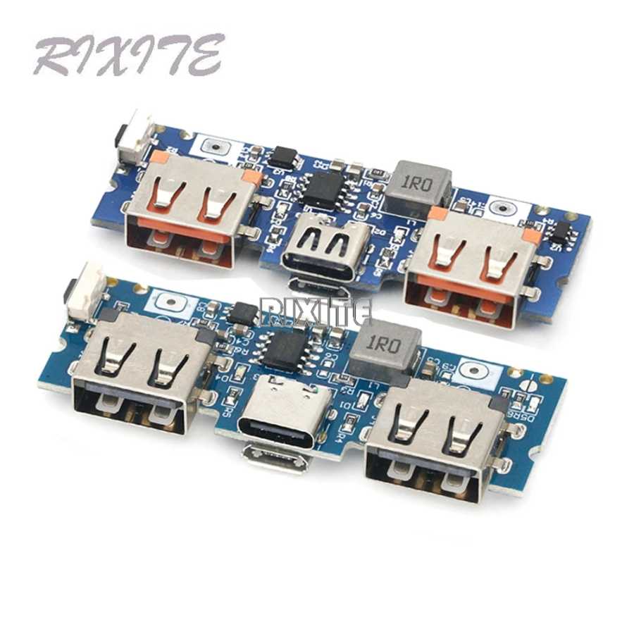 Плата зарядного устройства Micro/Type-C USB 5V 2.4A с двумя портами USB и функцией повышения напряжения для аккумуляторов 18650, аксессуары для мобильных повербанков и DIY-проектов для телефонов Аксессуары и запчасти