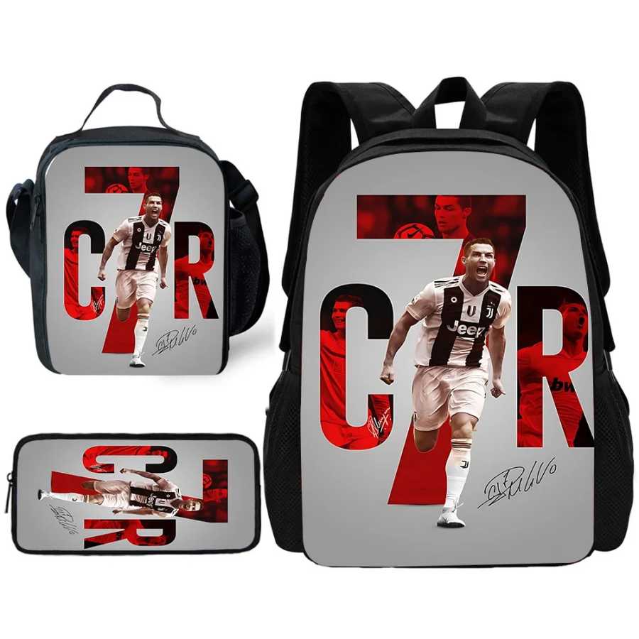 Детский школьный футбольный рюкзак R-RonaldoS CR7 с сумками для обеда, сумками-карандашами, школьными сумками для мальчиков и девочек, лучший подарок Детский Сумки