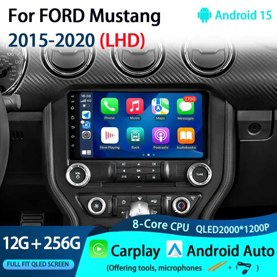 9 "LHD DSP стерео автомобильный видеоплеер для FORD Mustang 2015-2020 Android 15 интеллектуальная система GPS-навигация WIFI Автоэлектроника