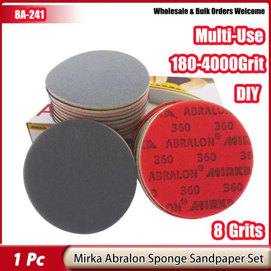 Mirka Abralon 6-дюймовый губчатый шлифовальный диск 8A-241 Круглая наждачная бумага с крючком и петлей, зернистость 180-4000, эластичная полировка для шлифования Абразивные инструменты и абразивы