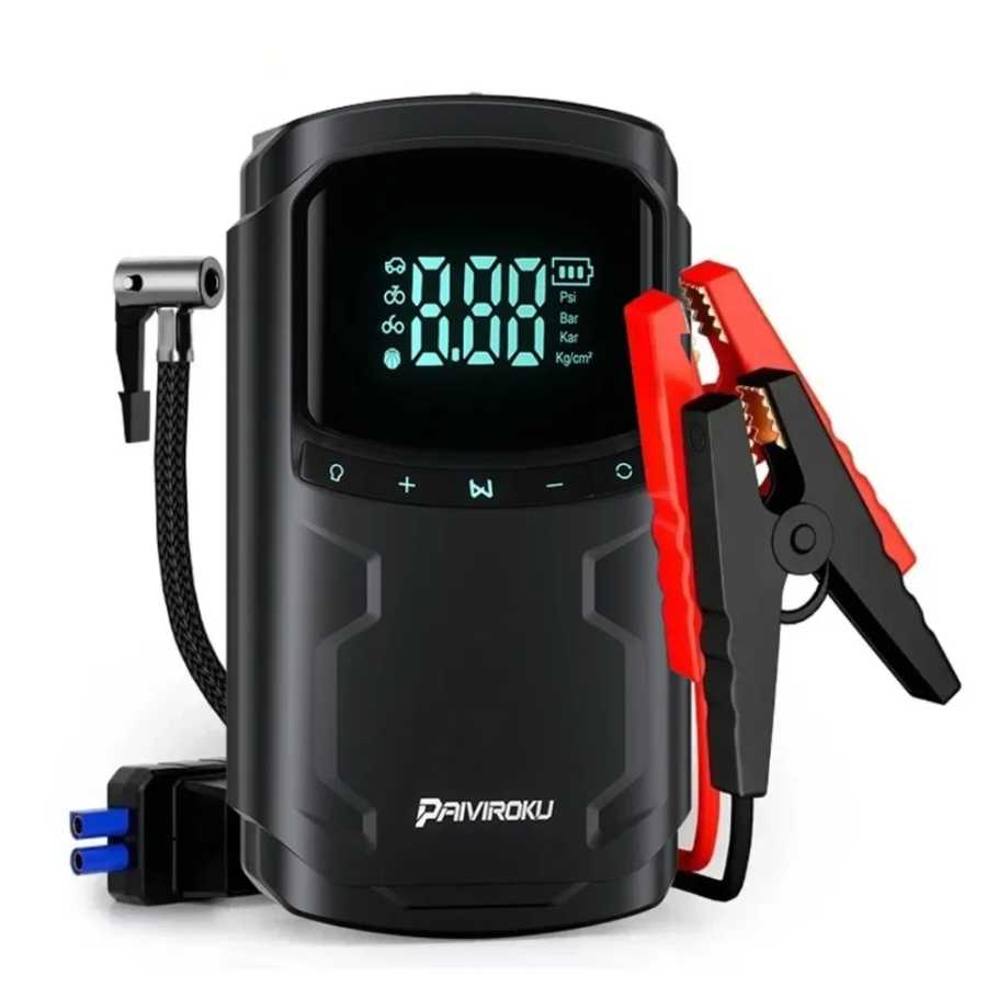 PAIVIROKU 5000A Пусковое устройство для автомобиля с воздушным компрессором, портативный бустер для аккумулятора, воздушный насос 150PSI, портативный внешний аккумулятор, насос для накачки шин Автоэлектроника